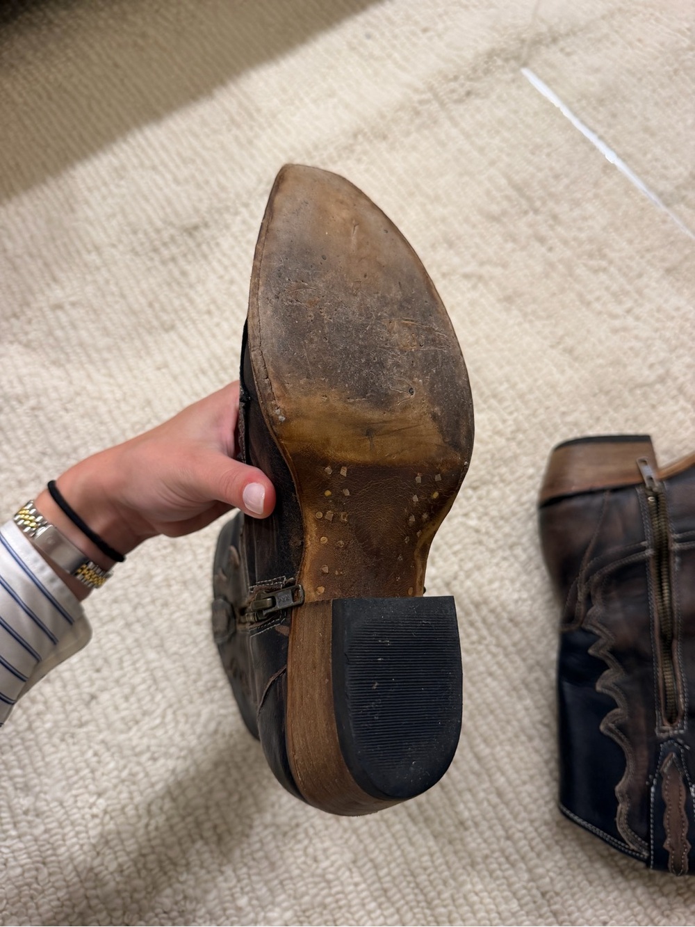 Freebird by Steven Black and Brown Leather Western Heeled Boots - Picture 7 of 9